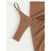 Sexy Brown Bikini Set 2025 Women Halter Push Up Bra Skirt 3 Piece Swimsuit Summer Bathing Suit Cover Up Thong Swimwear Biquini