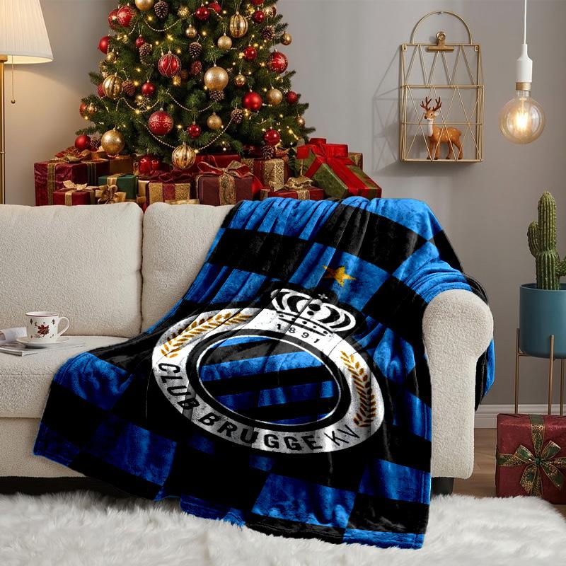 Coperta con Stemma FC Brugge Leggera Ideale per Letto Perfetta per Viaggi, Campeggio, Soggiorni, Uffici, Divani, Regalo di Natale per tifosi