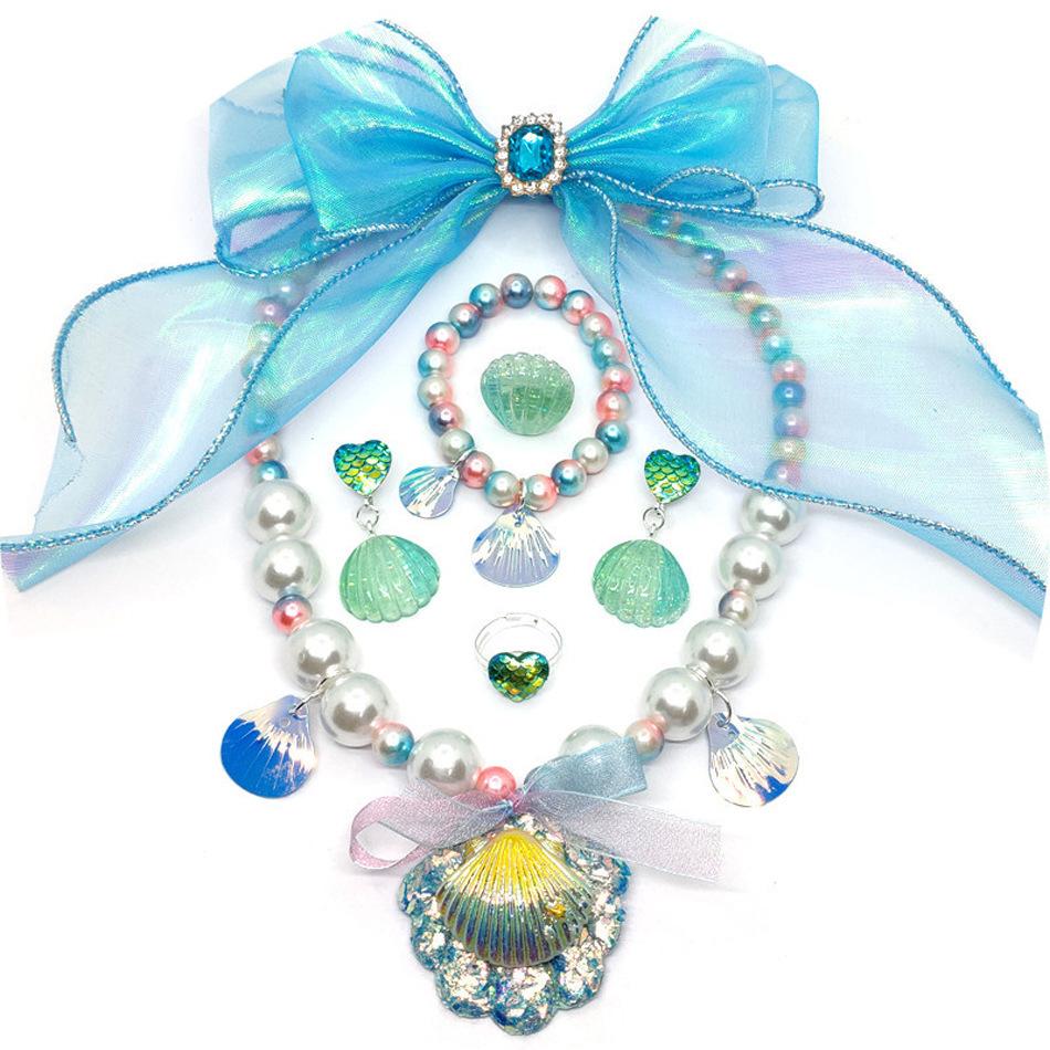Children'S Princess Crown Accessories Necklace Set Bag Accessories Mermaid Generation Children'S Birthday Gift Jewelry