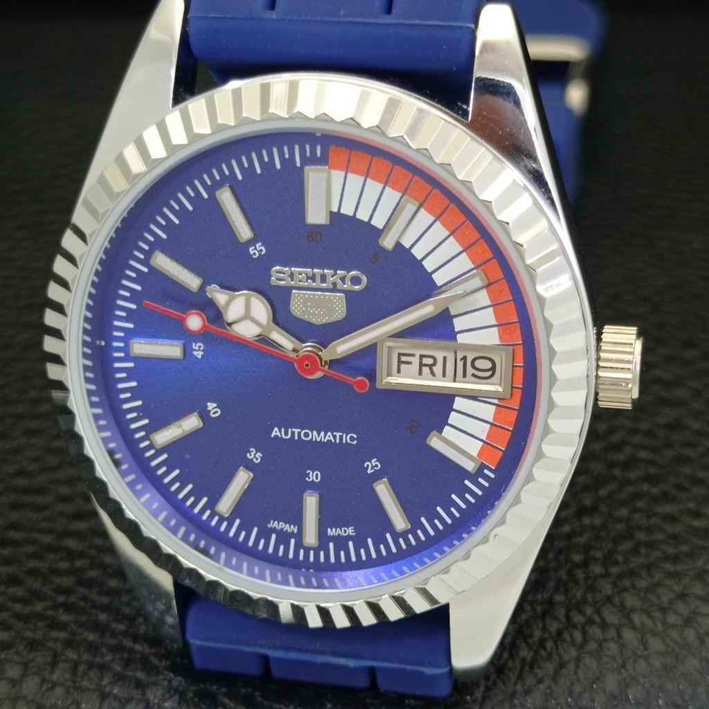VINTAGE REFURBISHED SEIKO 5 AUTOMATIC 6309A JAPAN MENS BLUE DIAL WATCH a440831-4