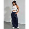 Women's Fashion Casual Stripe Print High Waist Trousers Pants & Capris