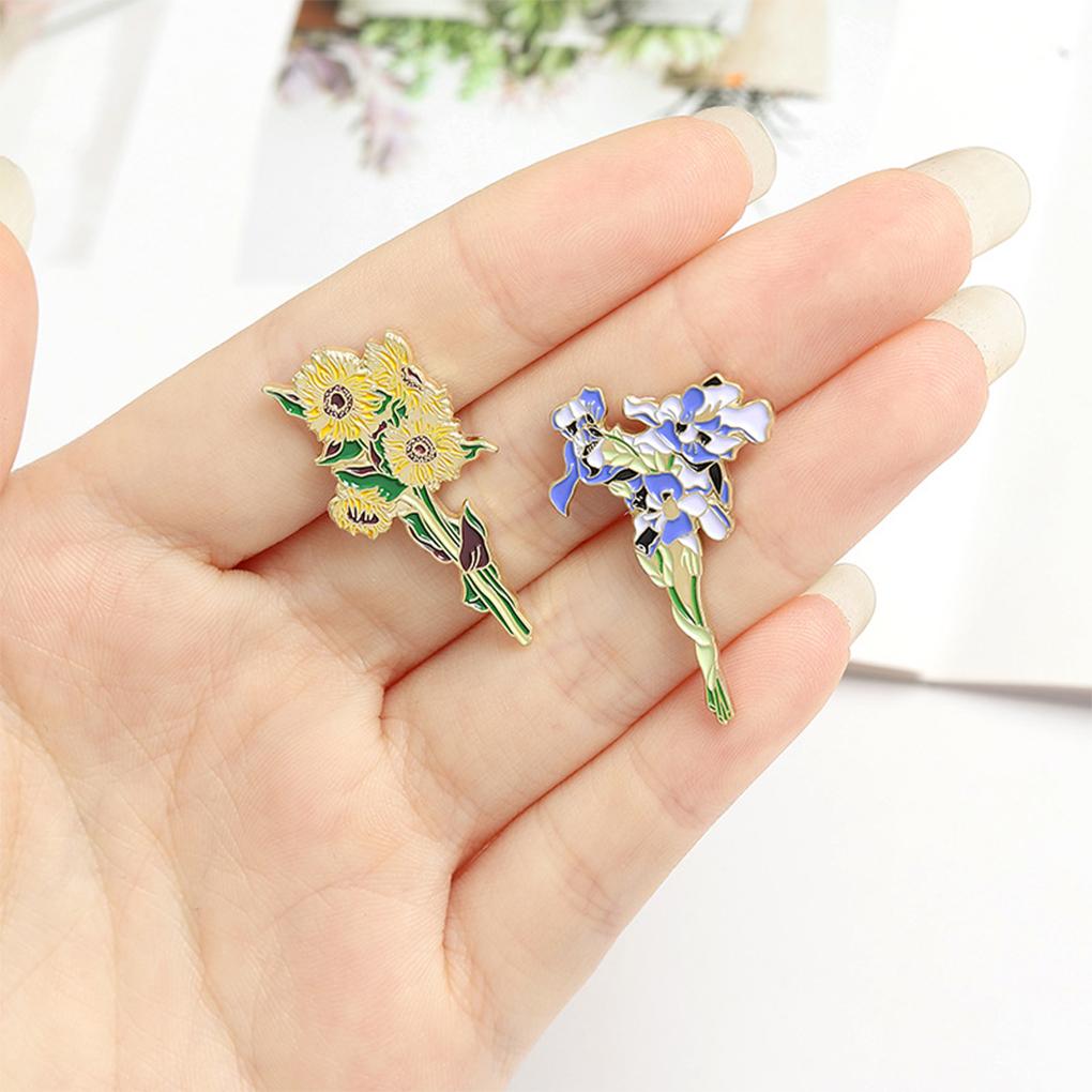 Brooch Sunflower Succulent Plant Flower Enamel Lapel Pins Badge Women Girls Accessories for Clothing Crafting Gift