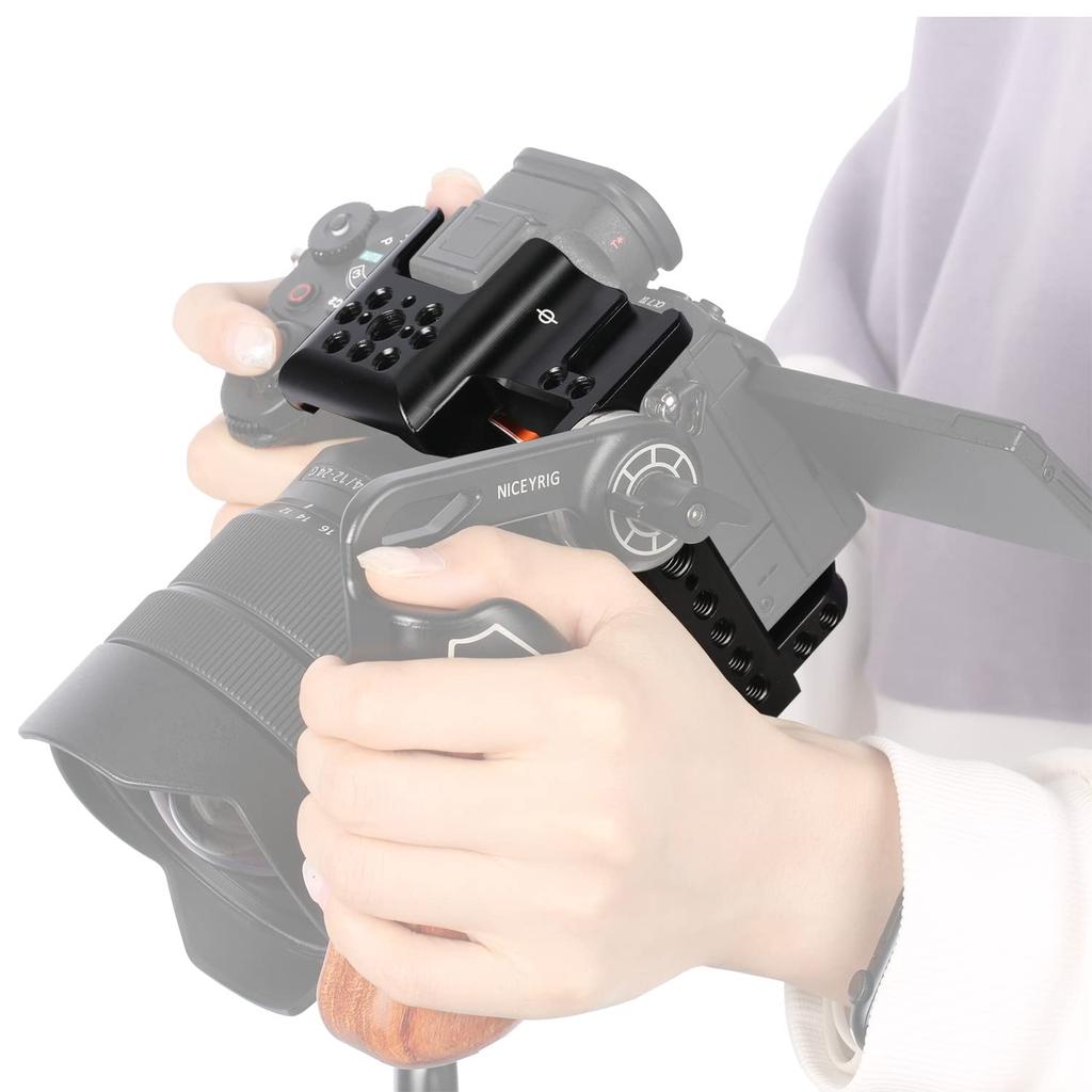 Niceyrig Full Camera Cage for Sony A7M4/Alpha 7R V/Alpha 7 IV/Alpha 7R IV/Alpha 7S III/Alpha 1 with Aluminum Alloy Quick Release Camera Plate -505