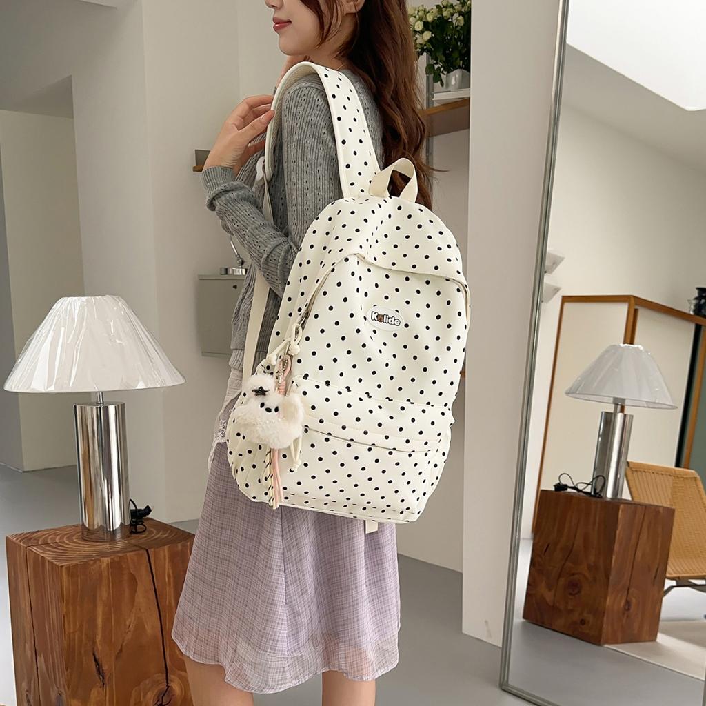 Schoolbag backpack Korean simple polka dots sweet wind early high school students commute light burden student backpack