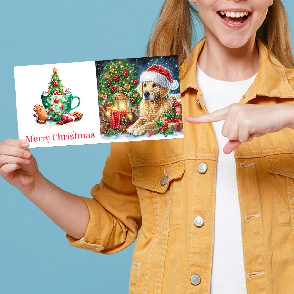 6Pcs Christmas DIY Diamond Painting Card Tree and Angel Girl Diamond Drawing Card Diamond Painting Greeting Card for Adults