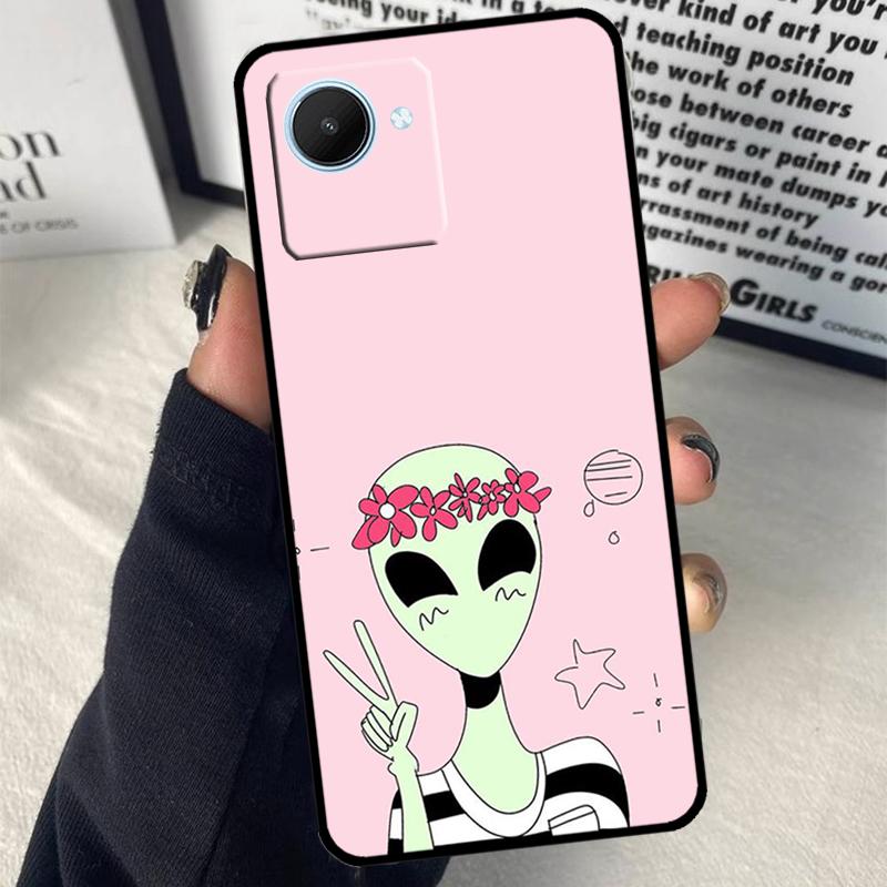 Cartoon Space Alien UFO For Realme C55 C75 C67 C63 C51 C61 C53 C35 C65 C71 11 12 13 14 Pro Plus GT6 GT7 15 Pro Case