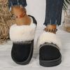 Cross-border Thick-soled Snow Boots Women's Hairy Mouth Bag Head Thickened Cotton Drag Women's Velvet Warm Indoor Home Can Wear Cotton Shoes Outside