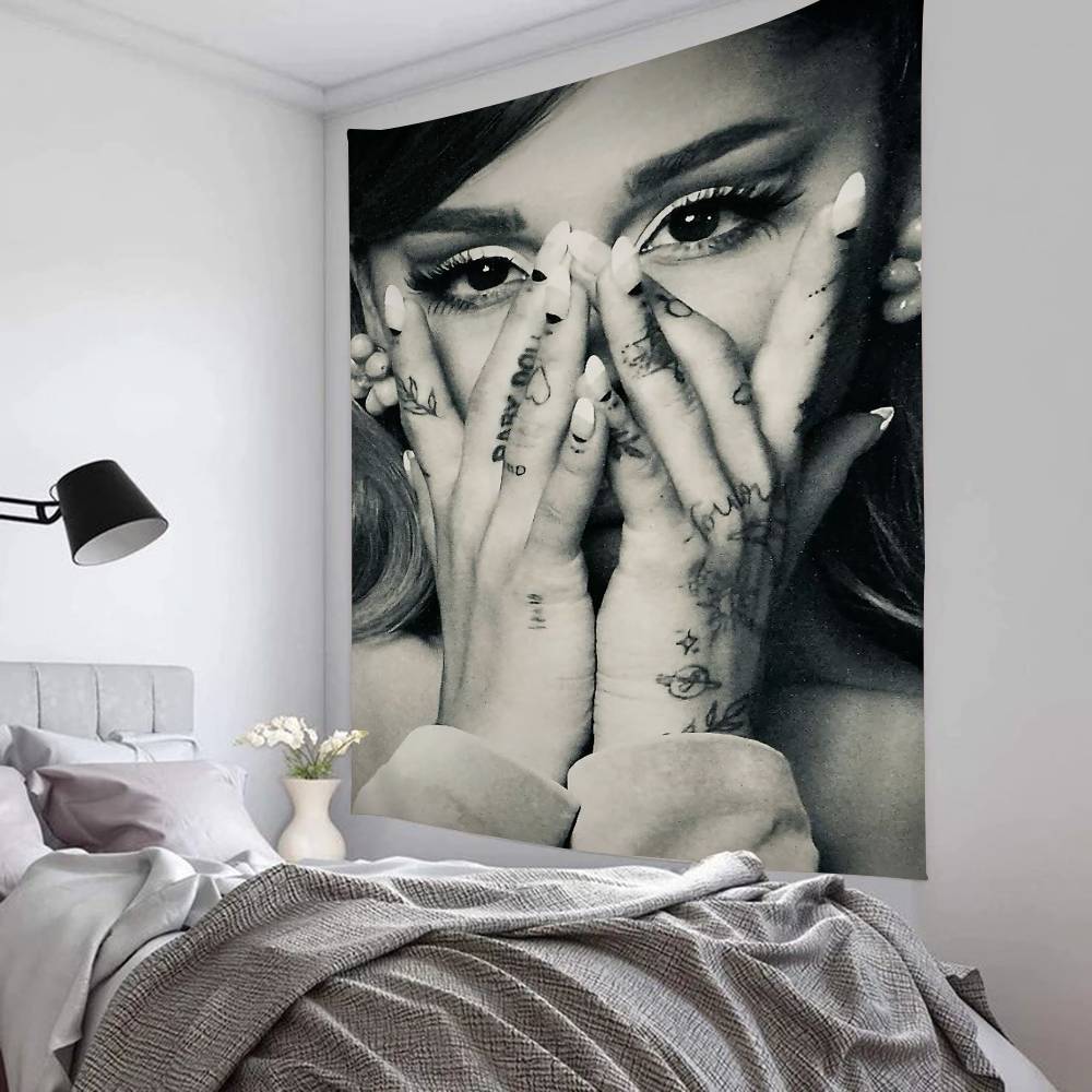 1PC Famous Singer AAriana Grande Tapestry Art Printing Japanese Wall Tapestry Anime Wall Hanging Home Decor