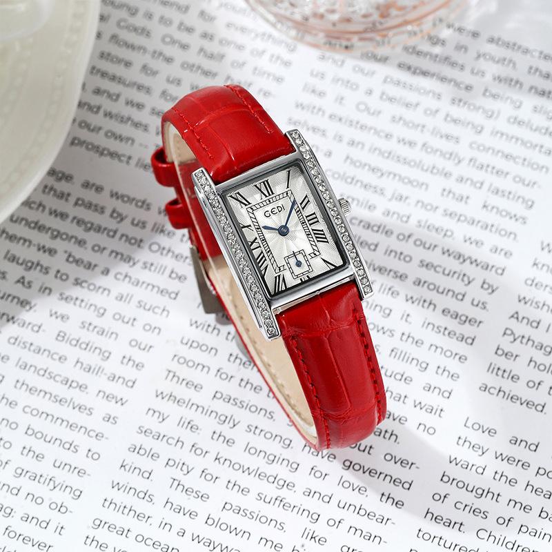 Retro Style Temperament Small Square Watch Niche High Sense Student Watch Women'S Belt Quartz Watch