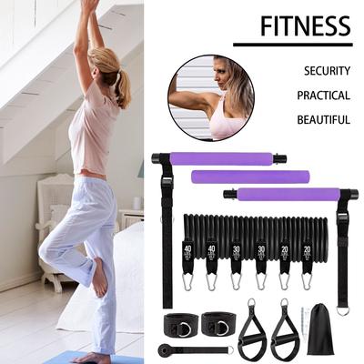 11Pcs Yoga Stretching Bar Pilates Fitness Rod Set Elastic Resistance Band for Women Home Gym Exercise Equipment
