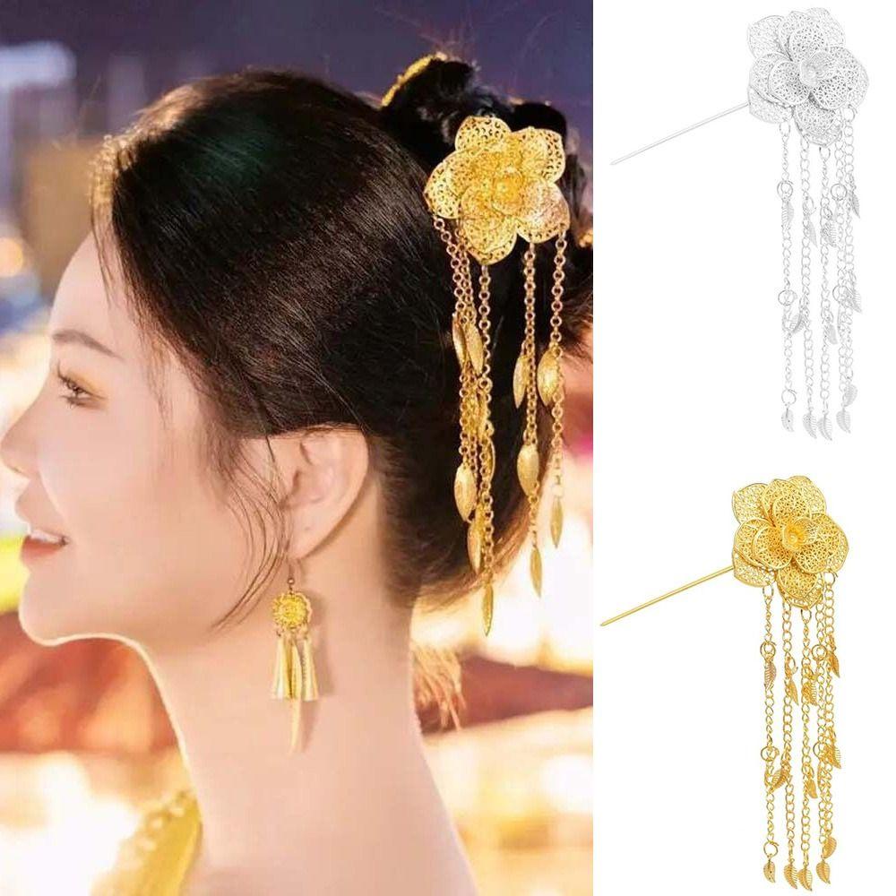 Hanging Tassels Thai Ethnic Hair Fork Lightweight Ethnic Hair Bun Accessory Women Hair Accessories