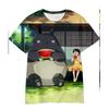 3D Hayao Miyazaki Cartoon Totoro Pattern Printed Casual Short Sleeved Children's Boy T-shirts - Soft Medium Stretch Fabric Summer Relaxed Fit Clothing