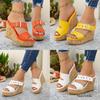 Summer Womens Open Toe Thick Sole Platform Slip On Sandals With Rubber Outsole For Casual Wear