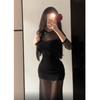 Royal Sister Style Sexy Black Slim-fitting Hip-wrapped Long Dress Niche Temperament Super Good-looking Women's Dress 26 Spring
