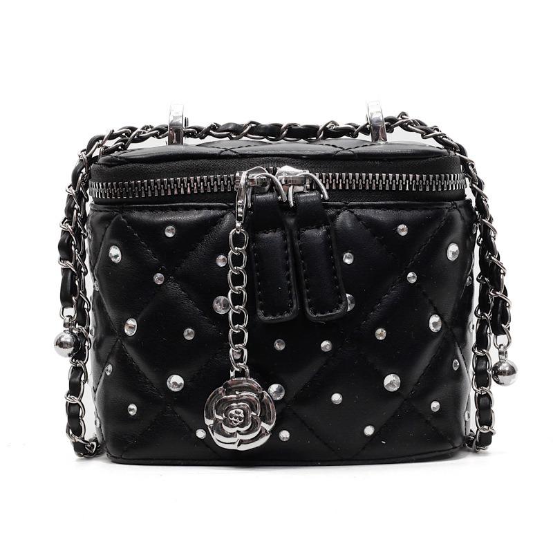 Rhombus chain small bag women's new high-end bright diamond box bag shoulder messenger bag