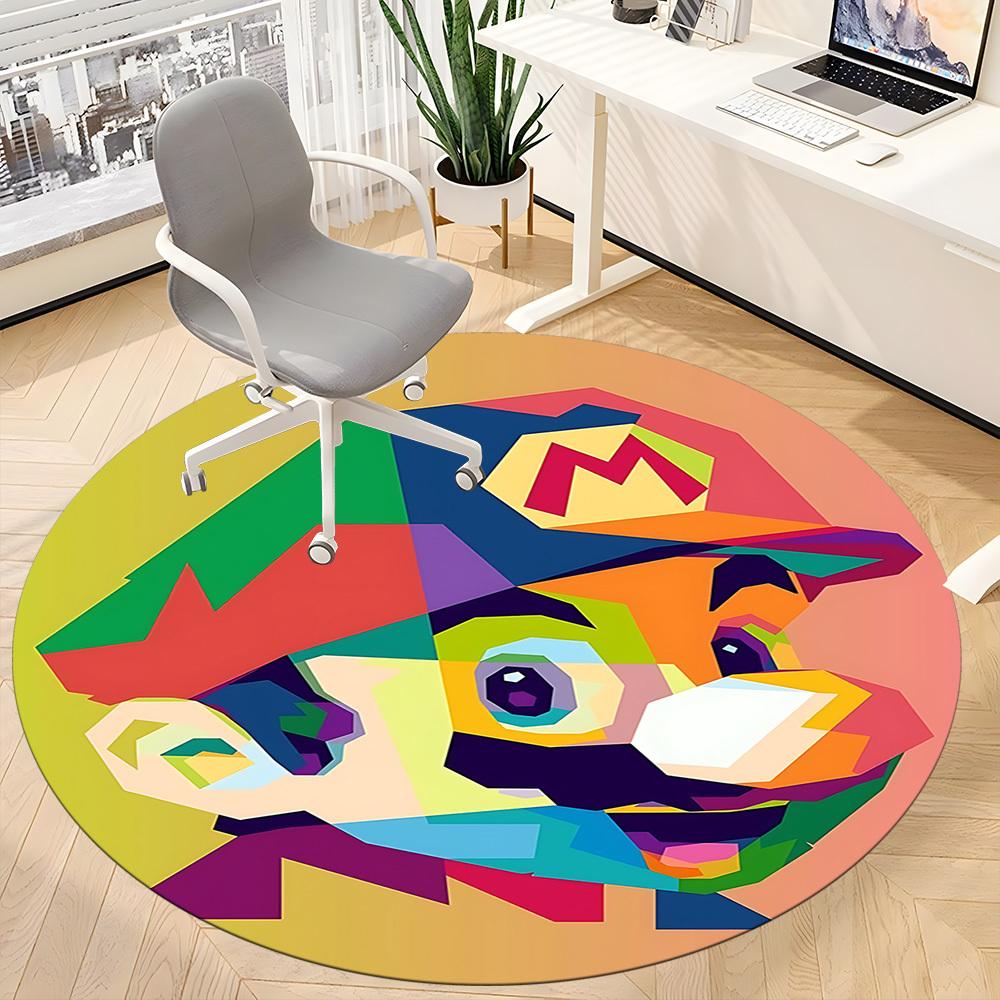 1pc Mario Office Round Area Rug, Under Office Chairs Bedroom Living Room Home Decor  a1022235