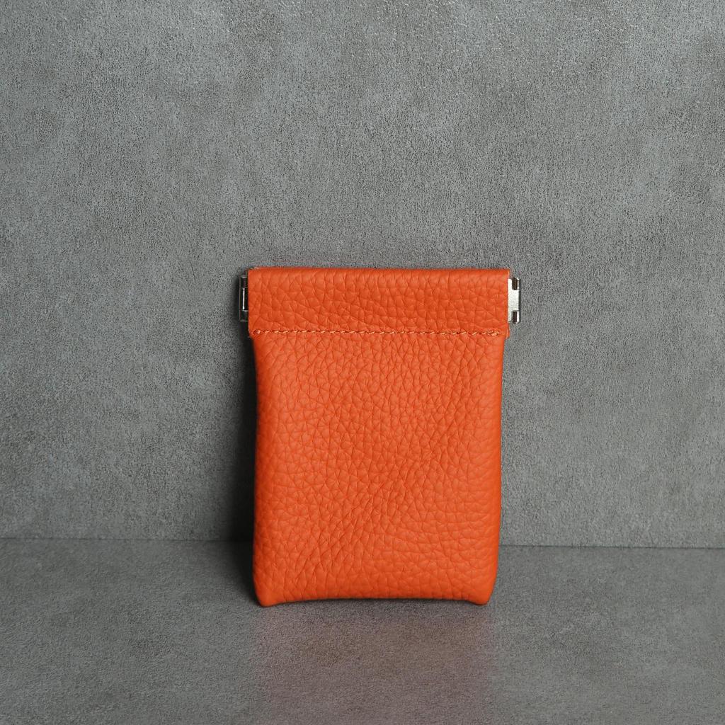 Top Layer Cowhide Earphone & Data Cable Storage Bag with Card Holder & Spring Clip Coin Purse