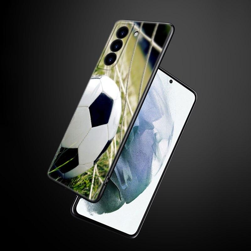 Football Field Phone Case For Samsung Galaxy S22 Pro S21 S20 Ultra FE S10 Lite 5G S10E S9 S8 Plus Soft TPU Black Cover