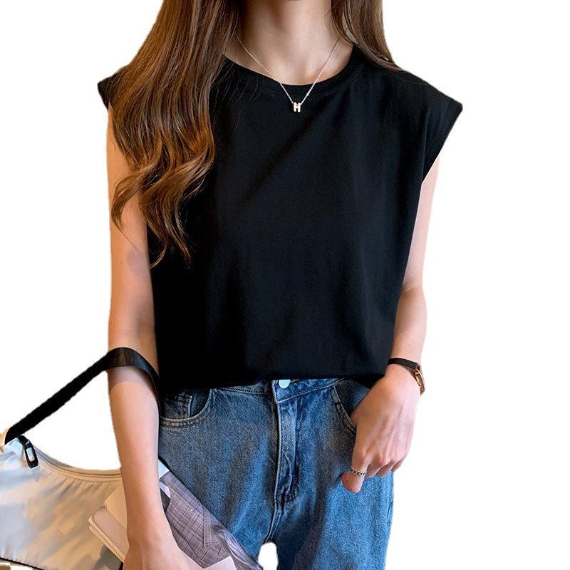 Ärmelloses Sommer-Westentop mit Rundhalsausschnitt und lockerer Passform für Damen – koreanischer Stil