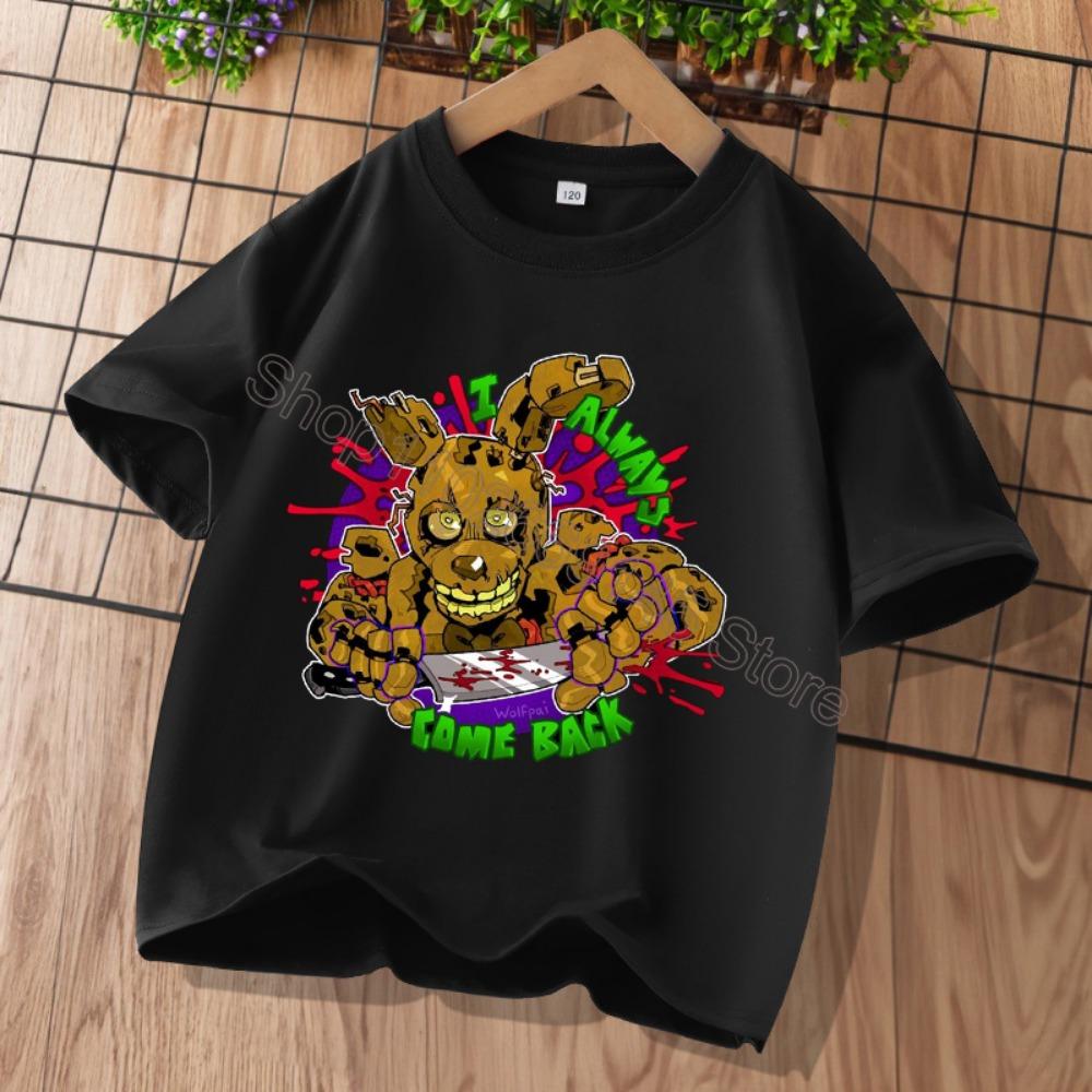 Nowe Koszulki Dziecięce Five Nights At Freddys T-shirt z Graficznym Rysunkiem FNAF Dziecięce Codzienne Sportowe Koszulki z Krótkim Rękawem Ubrania dla Dzieci