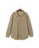Azura Exchange Khaki Solid Textured Flap Pocket Buttoned Shacket