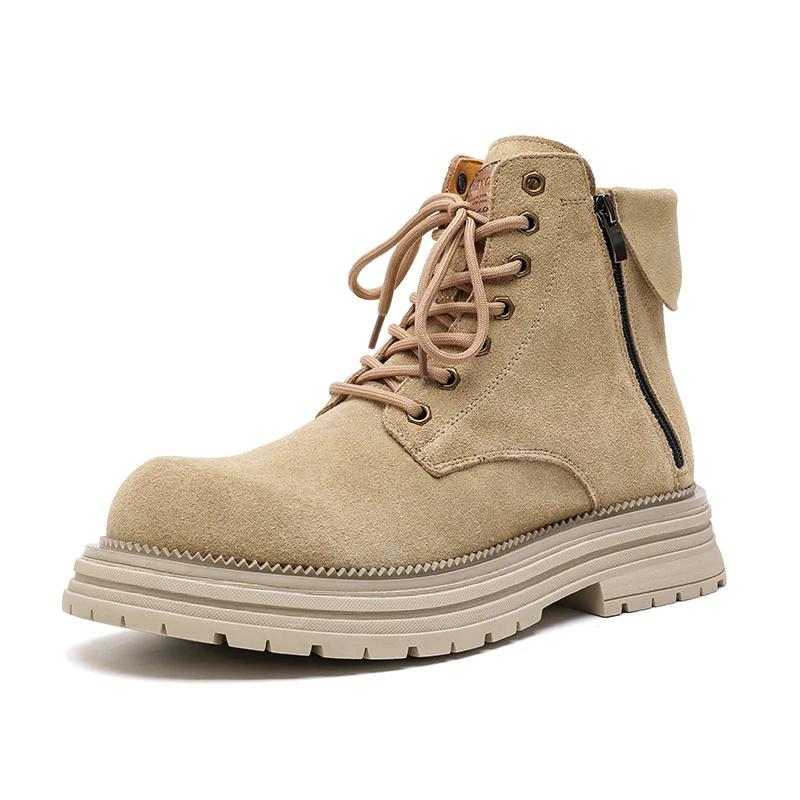 Fashion Ankle Boots for Man Cool High Top Men's Boots High Quality Mens Shoes Outdoor Wear-resistant Workwear Boots Botas Hombre