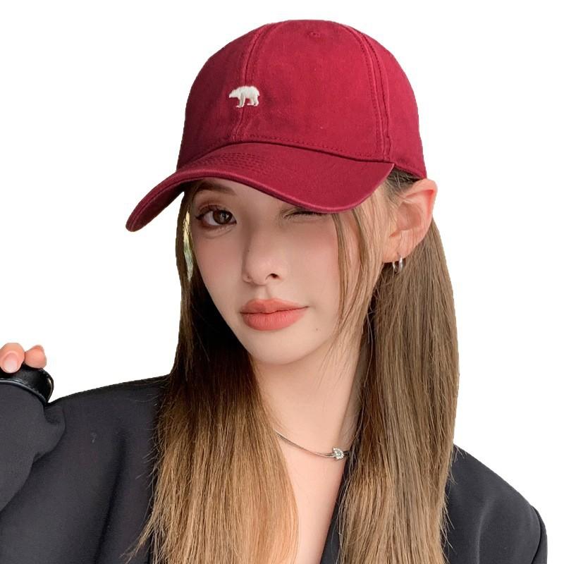 Spring and Autumn Hat Women's Cotton Embroidered Baseball Cap Casual Versatile Summer Sunscreen Face Peaked Cap