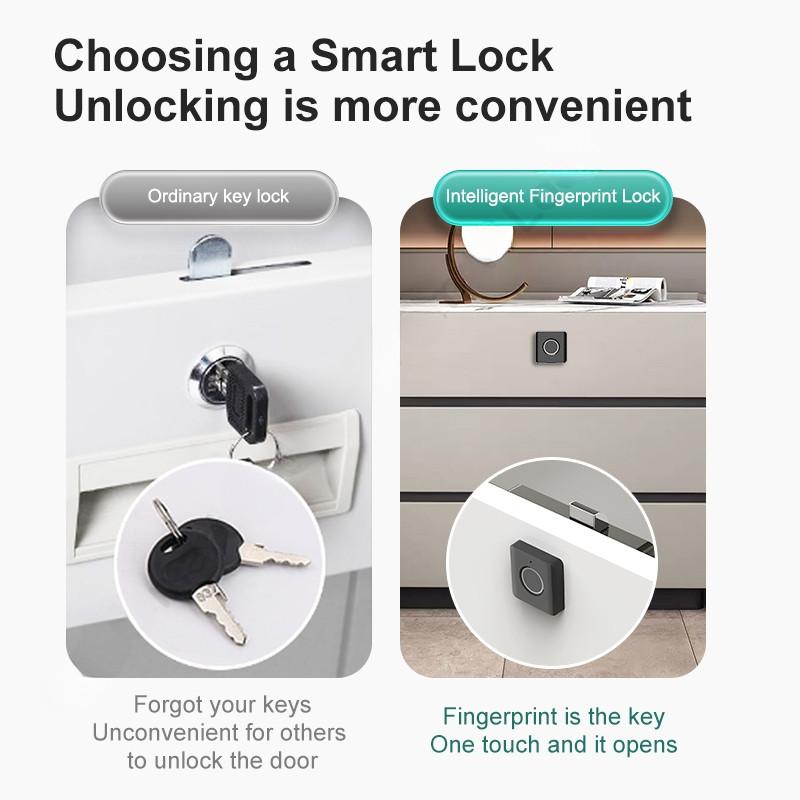 Fingerprint Drawer Cabinet Lock Smart Wardrobe Furniture Fingerprint Locks APP Intelligent Management Mailbox Locks