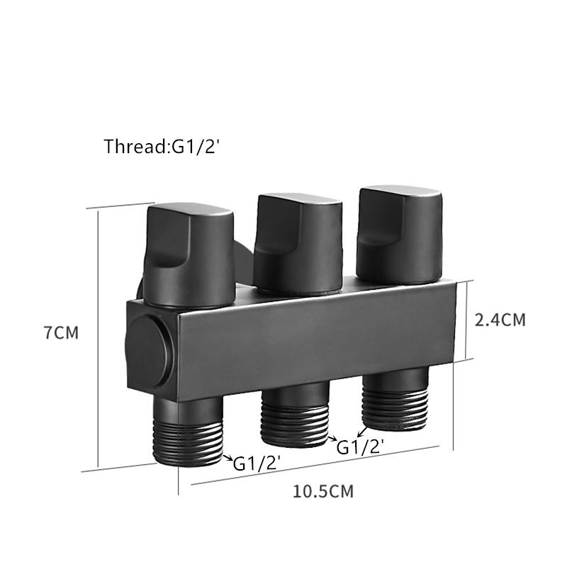 1PC Bibcock One In Three Outlet Angle Valve Brass 3-Way/4-Way Water Heater Toilet Multi-Function Faucet Thread G1/2'