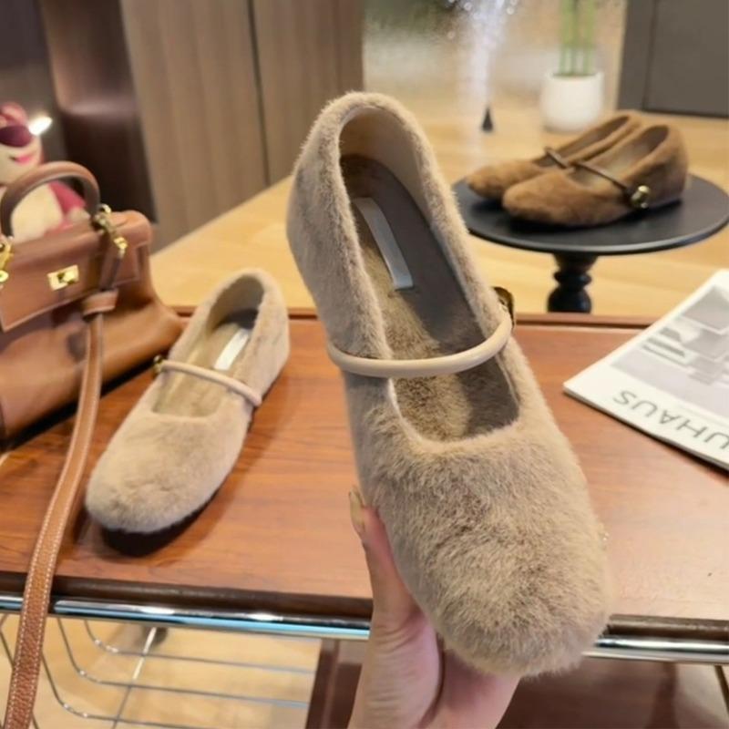 

Шерстяная версия увеличение внутренней высоты верхняя одежда бархатные теплые туфли-лодочки женские с ремешком на подъеме универсальные нежные пушистые туфли 40