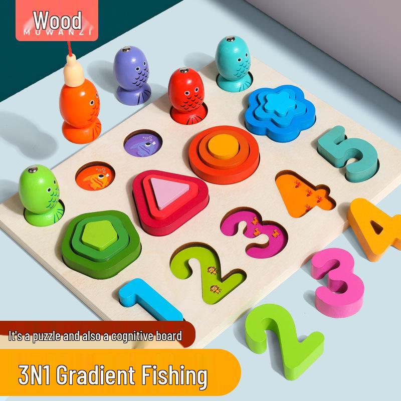 

Multifunctional Wooden Puzzle & Magnetic Fishing Toy for Early Education
