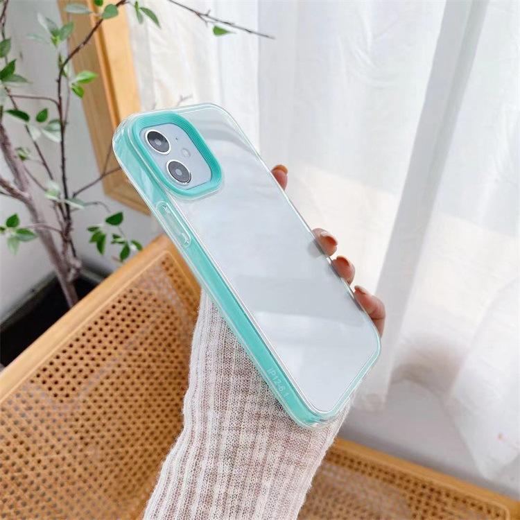 Applicable to Apple 12Pro mobile phone case, transparent anti-drop iphone11 contrasting lens protective case, three-in-one hard case