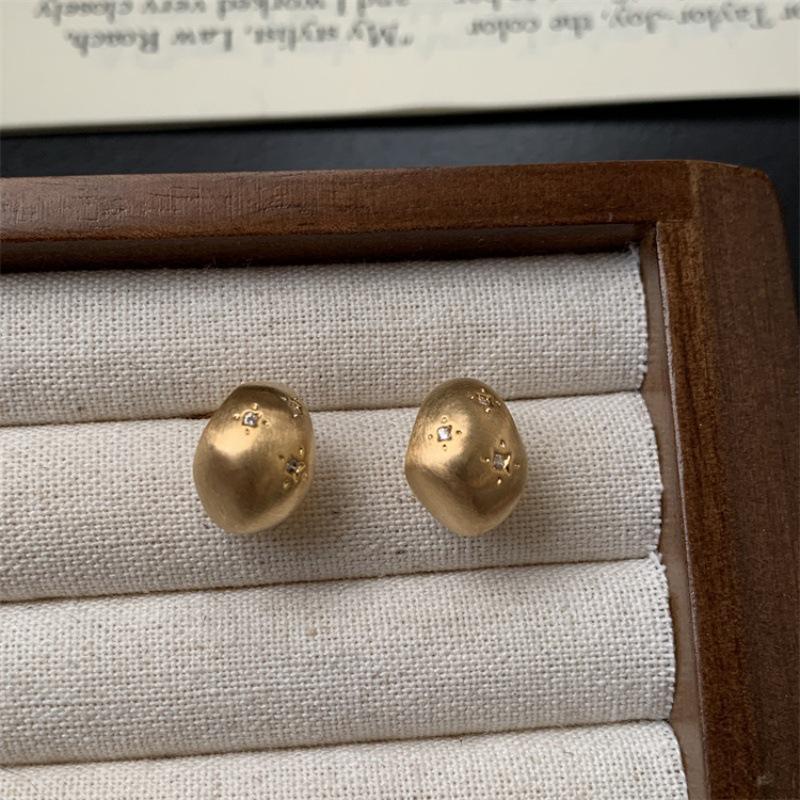 Retro Chic Electroplated Metal Letter Stud Earrings - Versatile Fashion Accessory