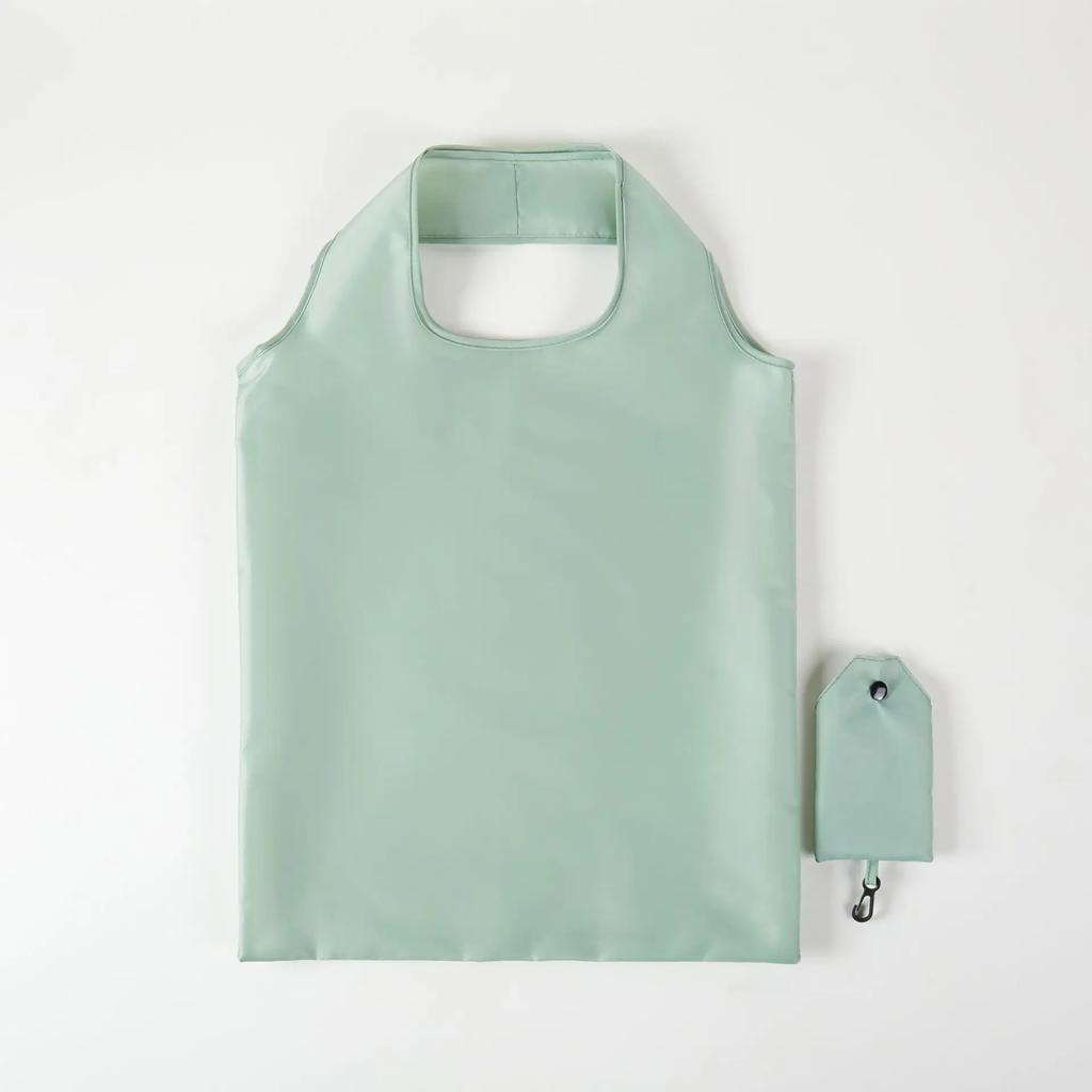 Shopping Bag for women men Solid Color Eco-friendly Folding Reusable Portable Shoulder Handbag Polyester for Travel Grocery