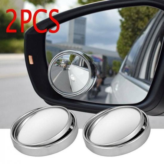 2Pcs 2" Round Car Blind Spot Rear View Mirror Wide Angle Convex Rearview Mirrors