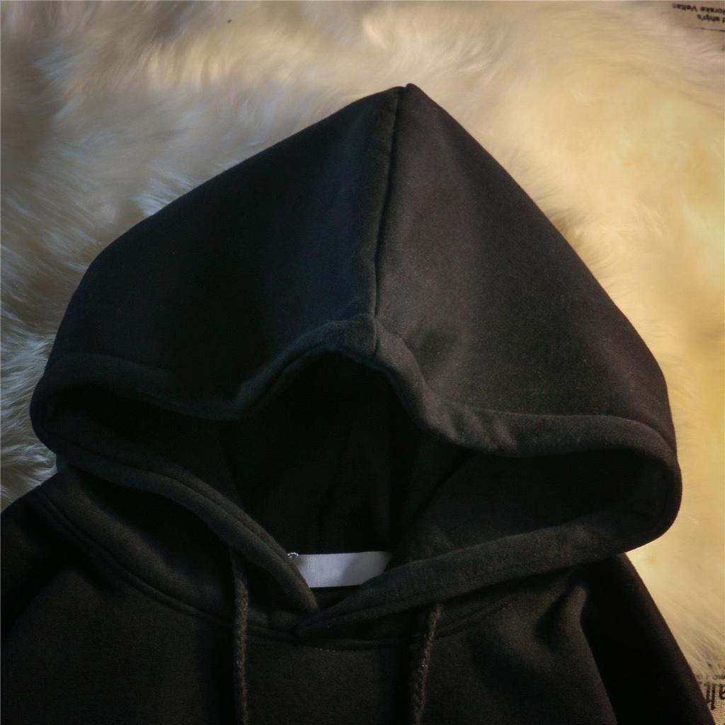 S~3XL Harajuku Gothic Hoodies Women Men Black Sweatwear Top Street Hip-hop Dark Black Hooded Sweater Women Thin Loose Long-sleeved Top