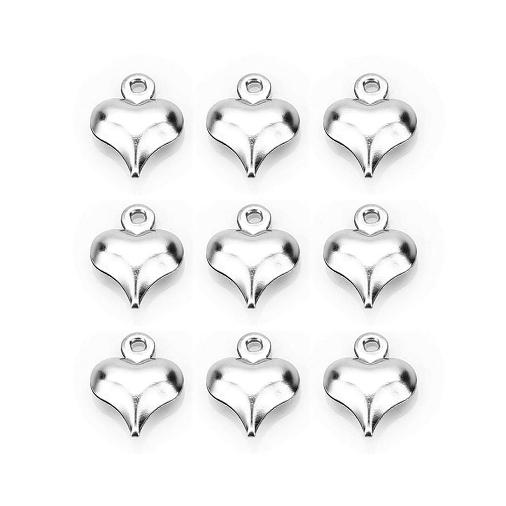 50Pcs Stainless Steel Heart Charms Pendant for DIY Jewelry Making