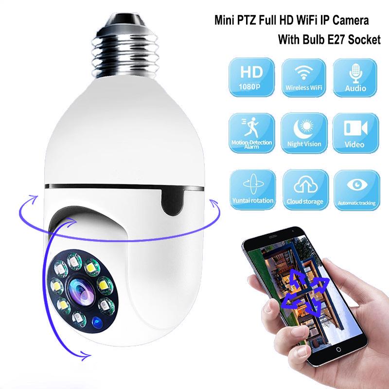 

2MP 2.4G E27 Bulb Security Monitor Cam Wireless Automatic Human Tracking Night Vision Full Colour Surveillance Camera White
