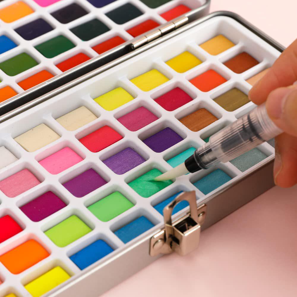 Portable Solid Watercolor Set: 50/72/90/100 Colors with Metallic Pearlescent Pigments
