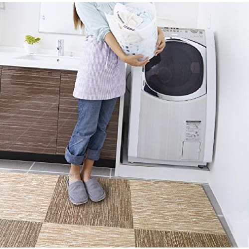 Fuso Synthetic Peel-and-Stick Floor Panels, 3mm Thick x 45x45cm, Pack of 4, Striped (Beige), PTT01