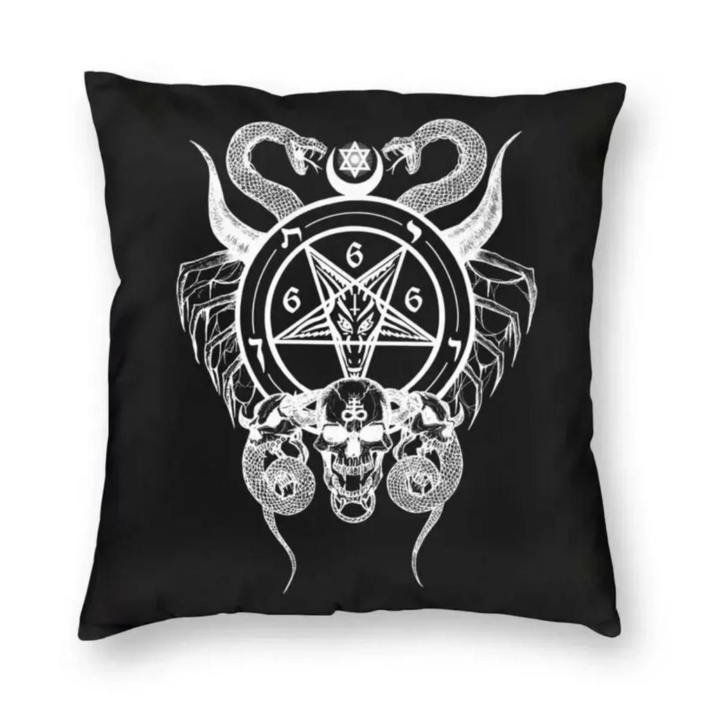 Diabeł Baphomet Damask Hail Satan Poszewka na poduszkę Szatański Krzyż Lewiatana Poszewka na poduszkę do rzucania na sofę Poszewka na poduszkę Wystrój domu  x