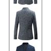 Herren Schlanke Passform Stehkragen Mehrknöpfig Lässiger Blazer Anzugjacke