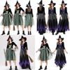 Halloween Witch Costume For Women With Polyester Fabric Long Dress For Stage Performance