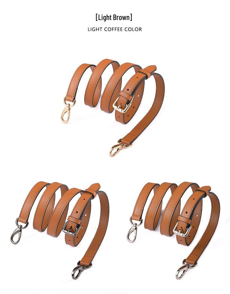 Adjustable Genuine Leather Crossbody Bag Strap - Thin Plain Weave for Women