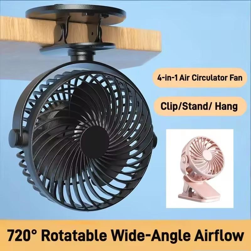 Mini Portable Clip Cooling Fan USB Rechargeable 720 Swivel Adjustable Head Built Night Lamp Silent Home Office Stroller Outdoor