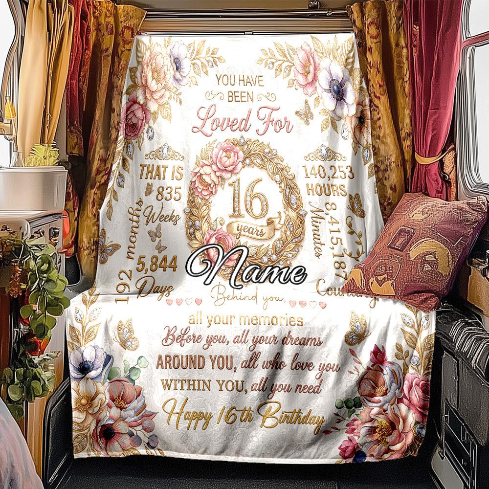 Loved For 16 Years Personalized Birthday Gift Rv Customize Your Name Blanket Soft Cozy Lightweight Allseason Multipurpose Blanket Suitable For Travel