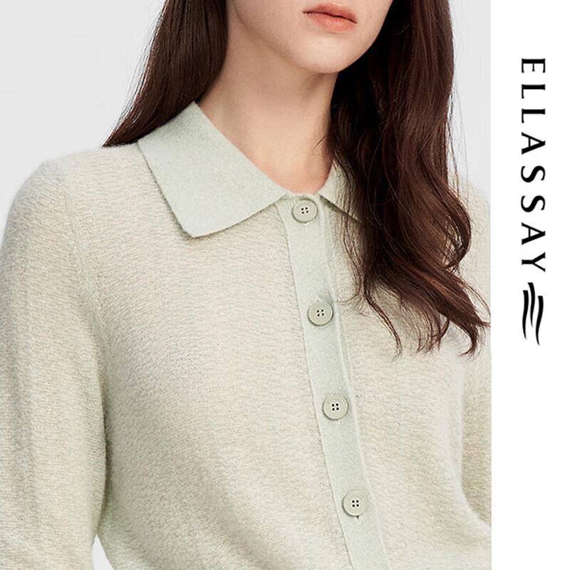 ELLASSAY Women's Slim-Fit Lapel Merino Wool Blend Knit Sweater