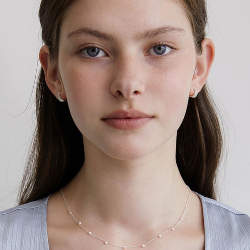 Tatiana (925 Silver) Delicate Pearl Chain Necklace NZ2417