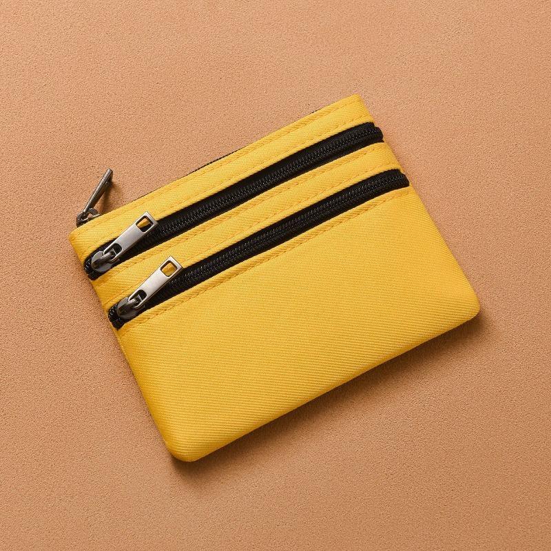 

Change bag Men s women s key bag Three-layer zipper fabric storage bag Simple student mini canvas small wallet жовтий