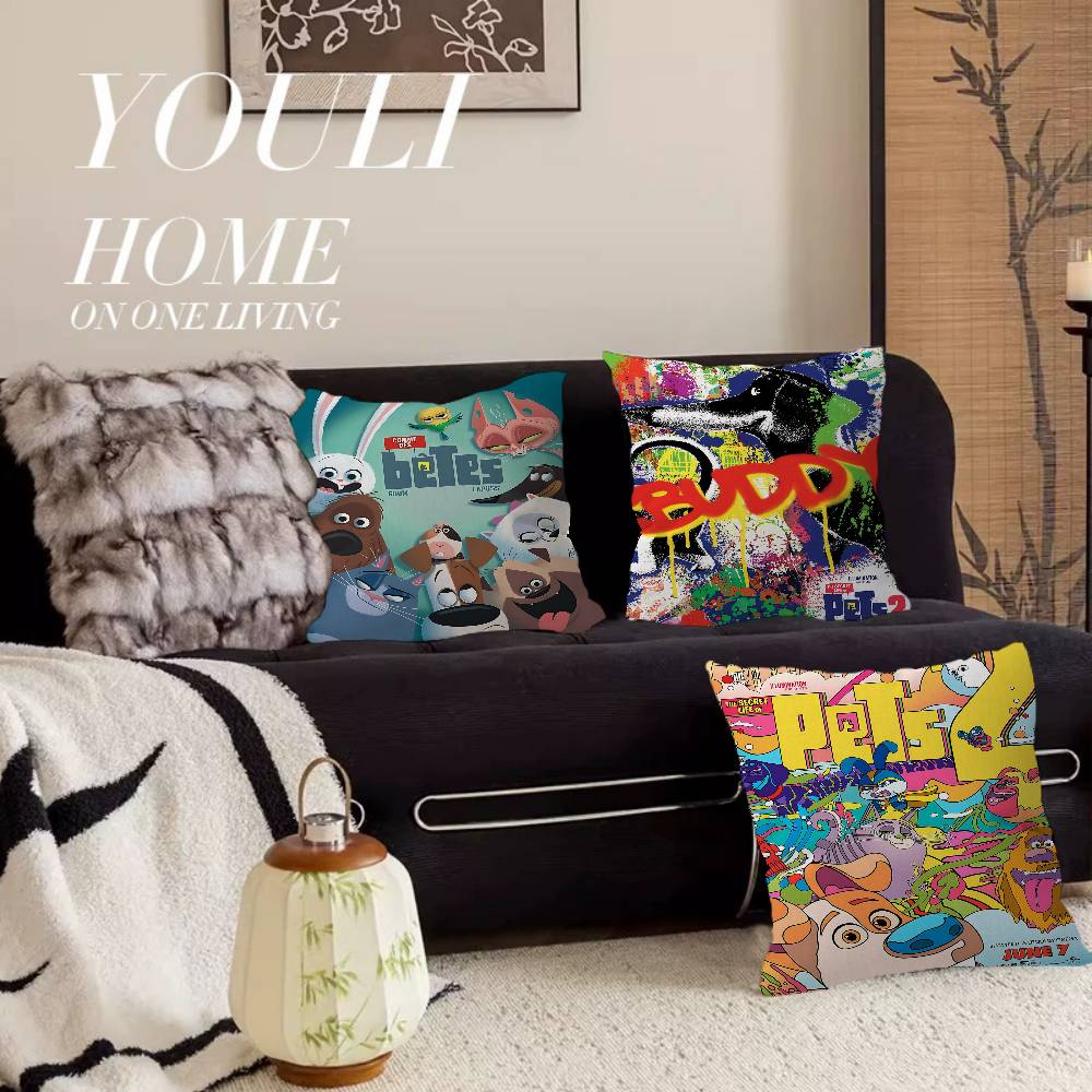 T-The S-Secret L-Life O-Of Pets Pillow Gifts Home Office Furnishings Bedroom Sofa Car Cushion Cover case 45x45cm